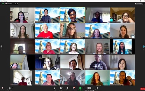 Screenshot of video call session with 25 participants.